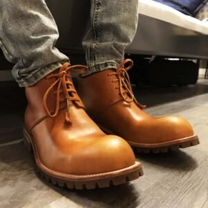 Handmade Men's Work Boots Genuine Leather Retro