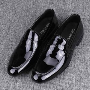 Glossy Slip-on Breathable Formal Shoes Genuine Leather