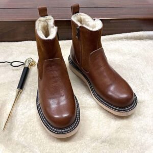 Men's Winter Boots Genuine Leather With Fleece Lining
